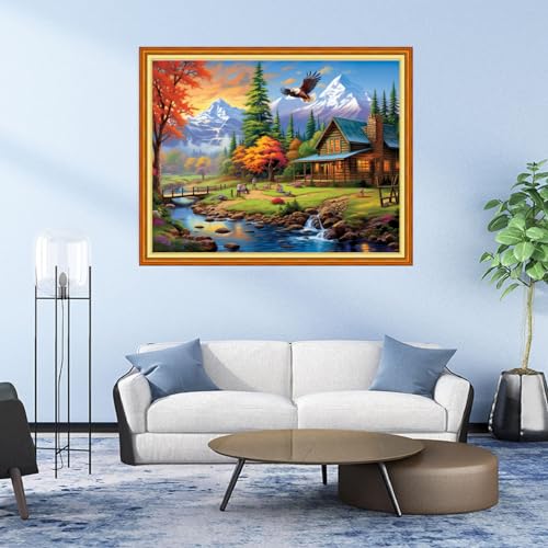 Image of DMCVIVR Stamped Cross Stitch Kits for Adults Beginners Embroidery Kits 11CT Needlepoint Kits Cross Stitch Patterns Embroidery Patterns&Beautiful Scenery 16x20 inch