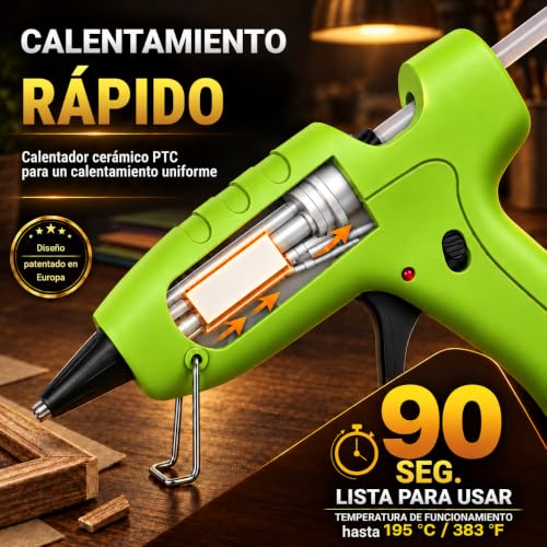 Miniatura 3 de Runsai Pistola Silicona Caliente Antigoteo Con 30 Barras Pegamento 7mm, Pistola Pegamento Termofusible 30w, Mini Hot Glue Gun Pistola Cola Quente Pequeña Y Profesional Para Bricolaj Manualidades Niños