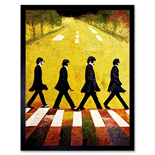 Doppelganger33 LTD Abbey Road Abstract Stylised Beatles Boho Landscape Red and Ochre Art Print Framed Poster Wall Decor… - Les Beatles, Paul McCartney, John Lennon, RIngo Starr, George Harrison Doppelganger33 LTD Abbey Road Abstract Stylised Beatles Boho Landscape Red and Ochre Art Print Framed Poster Wall Decor…