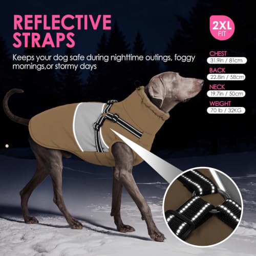 Image of AOFITEE Dog Coat Warm Dog Jacket with Harness Built in Pet Puffer Jacket XS