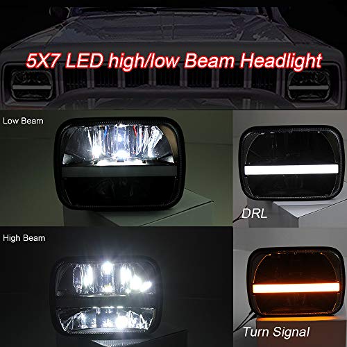 Akmties 5X7 7X6 Inch Headlights Beam Hi/Lo Rectangular Led Headlamp With Drl Turn Signal For Jeep Wrangler Yj Cherokee Xj Trucks 4X4 Offroad H6054 #TOP4