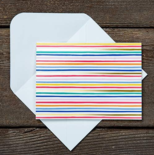 Blank Cards with Envelopes - 24 Striped Blank Note Cards with Envelopes (with Gold Foil) - Six Different Assorted Cards for All Occasions! Blank Notecards and Envelopes Stationary Set for Personalized