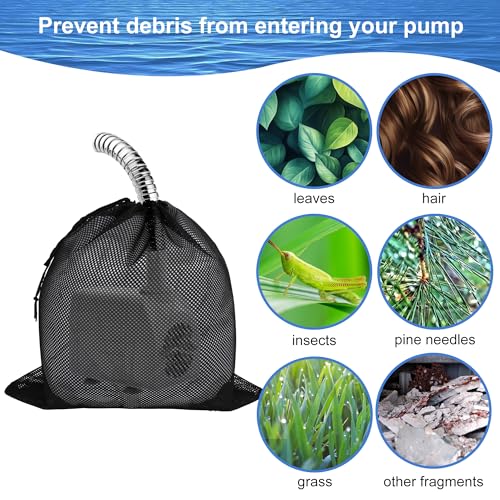 2 Stück Pumpenfilter-Netzbeutel, 45 x 45 CM Pumpennetzbeutel, Teichpumpe Filterbeutel, Filterbeutel Aquarium,Filtertasche mit Kordelzug, Pumpen-Barriere Tasche, für Wasserteichfilter im Freien