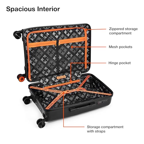 Image of Nasher Miles Polypropylene Spinner Seattle Hard-Sided Check-in Luggage 24 inch | 65cm | 8 Wheels Medium Trolley Bag for Travel | Suitcase (Black)