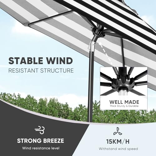 Image of Tempera Patio Market Outdoor Table Umbrella with Auto Tilt and Crank, Large Sun Umbrella with Sturdy Pole & Fade Resistant Canopy, Easy to Set
