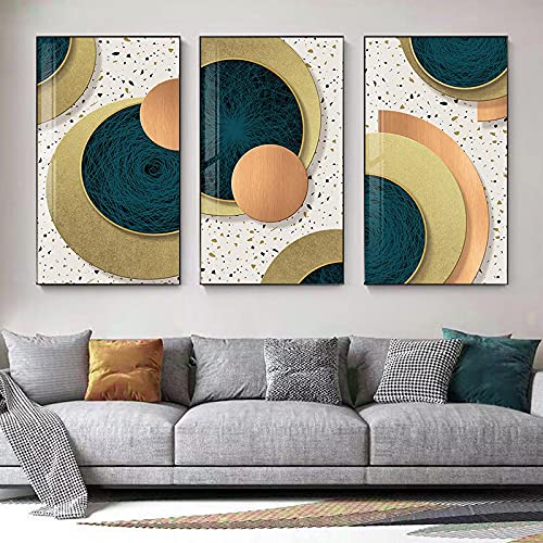 Peinture abstraite dorée KEBIA pour créer une ambiance scandinave chaleureuse dans votre séjour