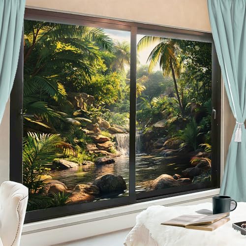 Vinilo decorativo para ventana con diseño artístico 35.4x63 pulg x2 piezas miniatura 1