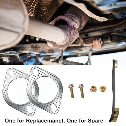 Image of Strongthium 2Pcs 2.5 inch Exhaust Gasket 2 Bolt for 2.5 Inch Muffler Flange Manifold 120-06310-0002 High Temperature w / 4Pcs Exhaust Bolts Repair kit for Cars Trucks (Pack of 2)