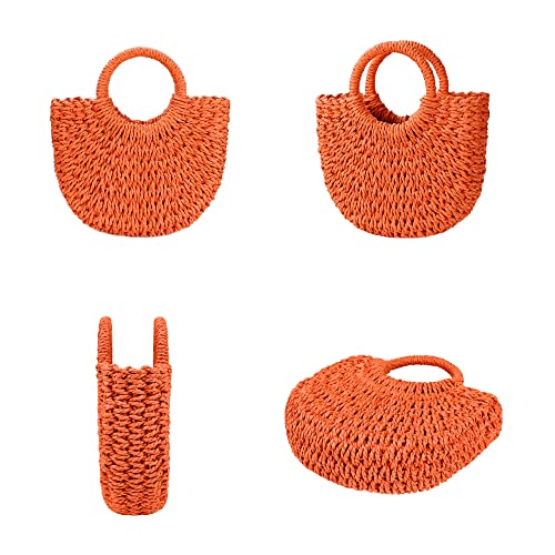Image of Womens Straw Beach Bag Woven Crossbody Shoulder Bags Top Handle Satchel Handbag Purse for Summer