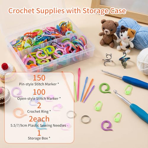 Image of SPEENSUN Yarn Winder, 3.5 OZ Easy-to-Install and Efficiently Yarn Ball Winder, 250 Stitch Markers /6 Plastic Sewing Needles /2 Crochet Rings with Storage Box, Best for Crochet and Knitting Lover
