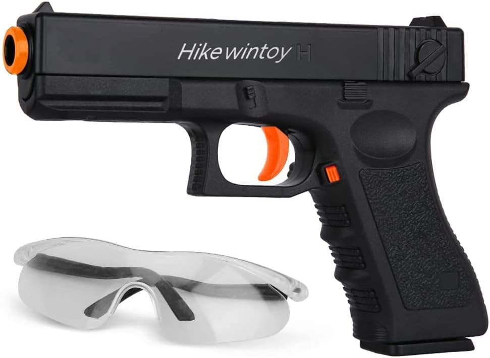 Hikewintoy Gel Ball Blaster for Kids with Water Gel Balls for Backyard Team Game, Fully Manual Outdoor Toy Model Without Charging (Black)