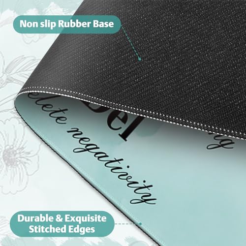 Tapis de bureau pour clavier et souris grand format antidérapant avec bords cousus