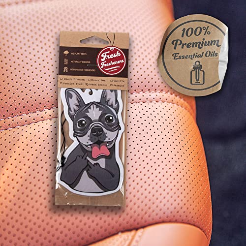 Image of Dog Car Air Freshener 4 Pack French Bulldog Scented With Premium Oils By Fresh Fresheners