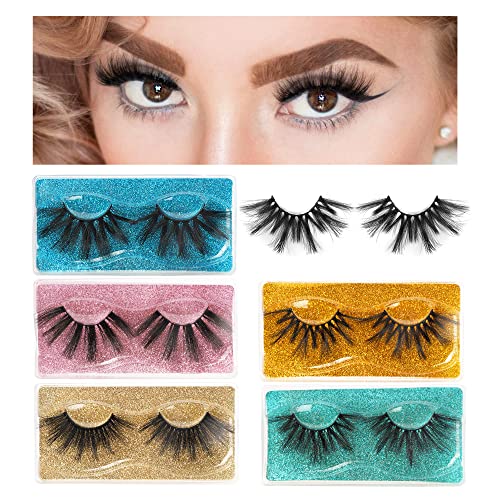 Eefofnn 10 Pairs False Eyelashes 25mm Dramatic Lashes Fluffy Long Fake Eyelashes 5 Styles Faux Mink Lashes Pack with 10 Portable Boxes Multipack