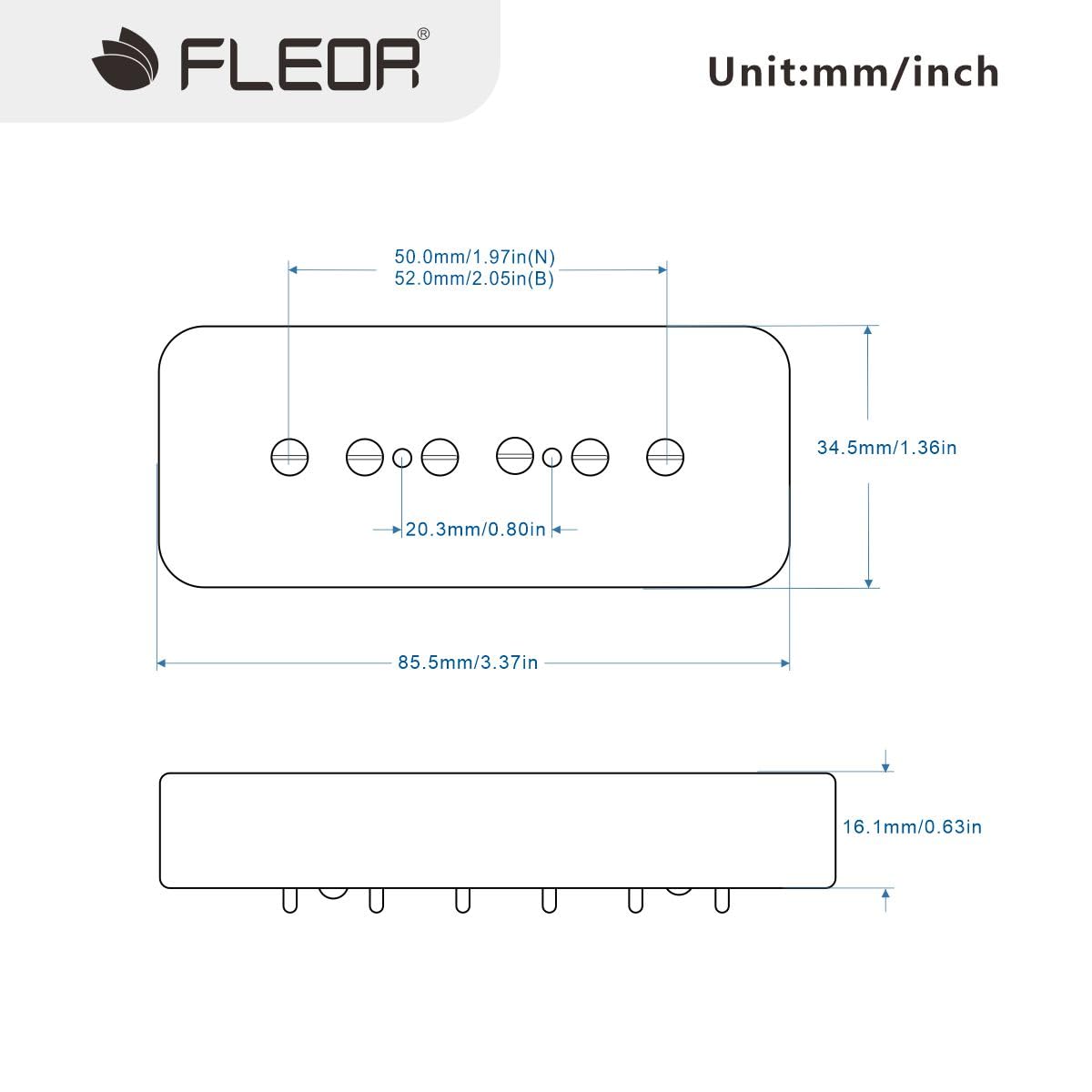 Alnico 5 P90 Soapbar Single Coil Pickup Hals Steg Pickups Set Tonabnehmer für LP P90 E-Gitarre, Chrom