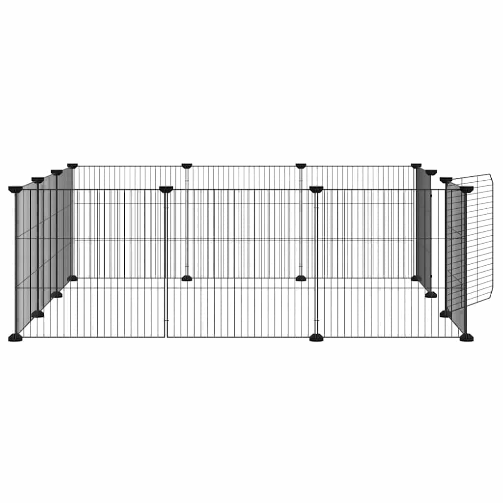 Jaula para mascotas de 12 paneles con puerta negra de acero pulverizado, 35 x 35 cm, jaula para animales pequeños para conejos, casa de roedores, rueda libre, uso interior y exterior