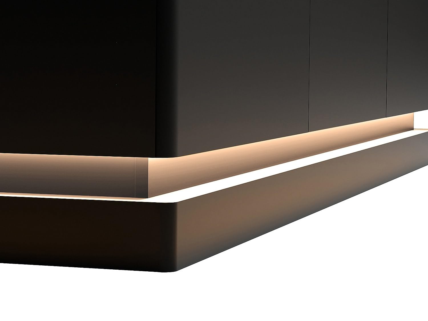PASCAL MORABITO Vente-Unique - Buffet 3 Portes avec LEDs en MDF - Noir et Effet marbre Blanc - DEVIKA