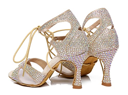 Chaussures de danse latine Al452 avec strass et lacets ajustables