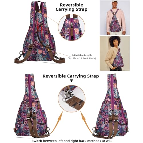 Image of KL928 Canvas Sling Bag - Small Crossbody Backpack Shoulder Casual Daypack Rucksack for Men Women