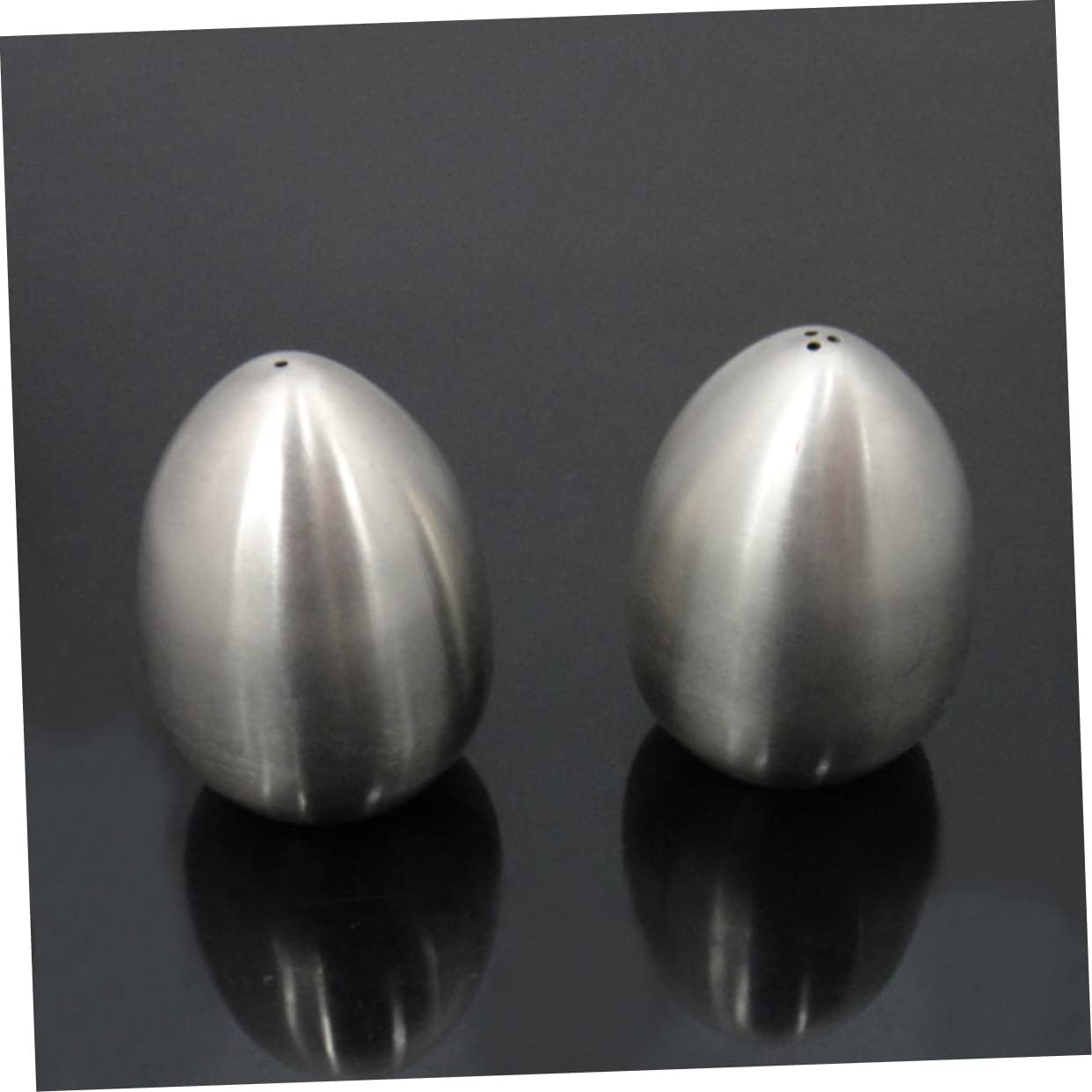 Egg Shape Stainless Steel Salt and Pepper Shakers 2pc Set