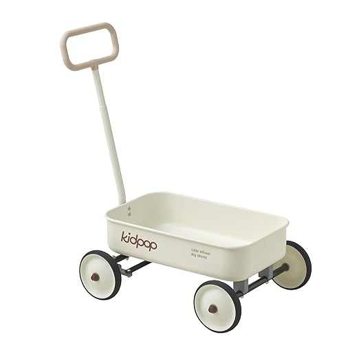 PULA-Wild 2-in-1 Kids' Pull-Along Wagon Toddlers Push Walker for 2.5-8 Adjustable Handlebar, Birthday Gifts Max Weight 33 lbs (White)