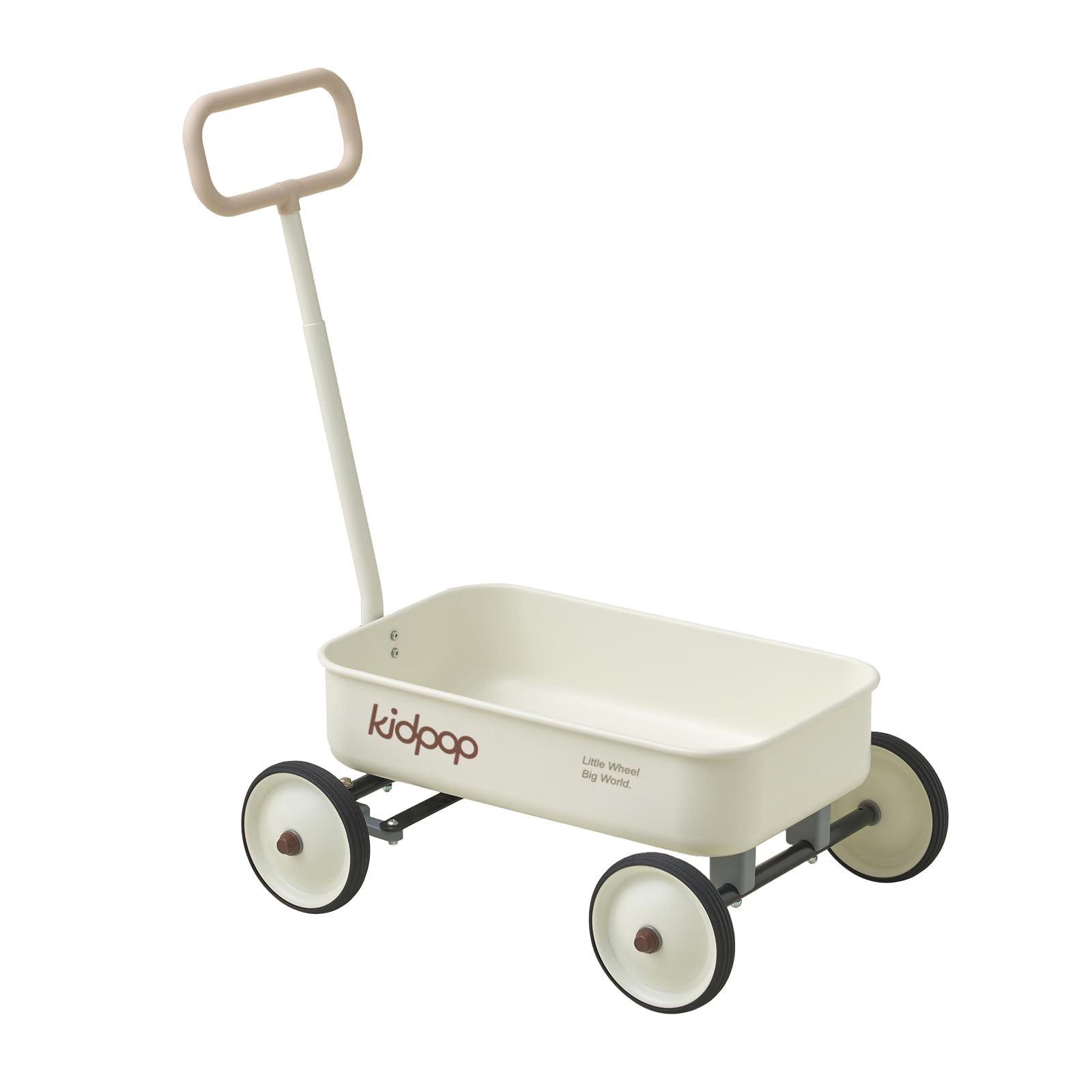 PULA-Wild 2-in-1 Kids' Pull-Along Wagon Toddlers Push Walker for 2.5-8 Adjustable Handlebar, Birthday Gifts Max Weight 33 lbs (White)