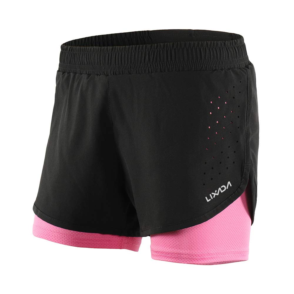 Lixada 2-in-1 Laufshorts für Damen, schnelltrocknend, atmungsaktiv, aktives Training