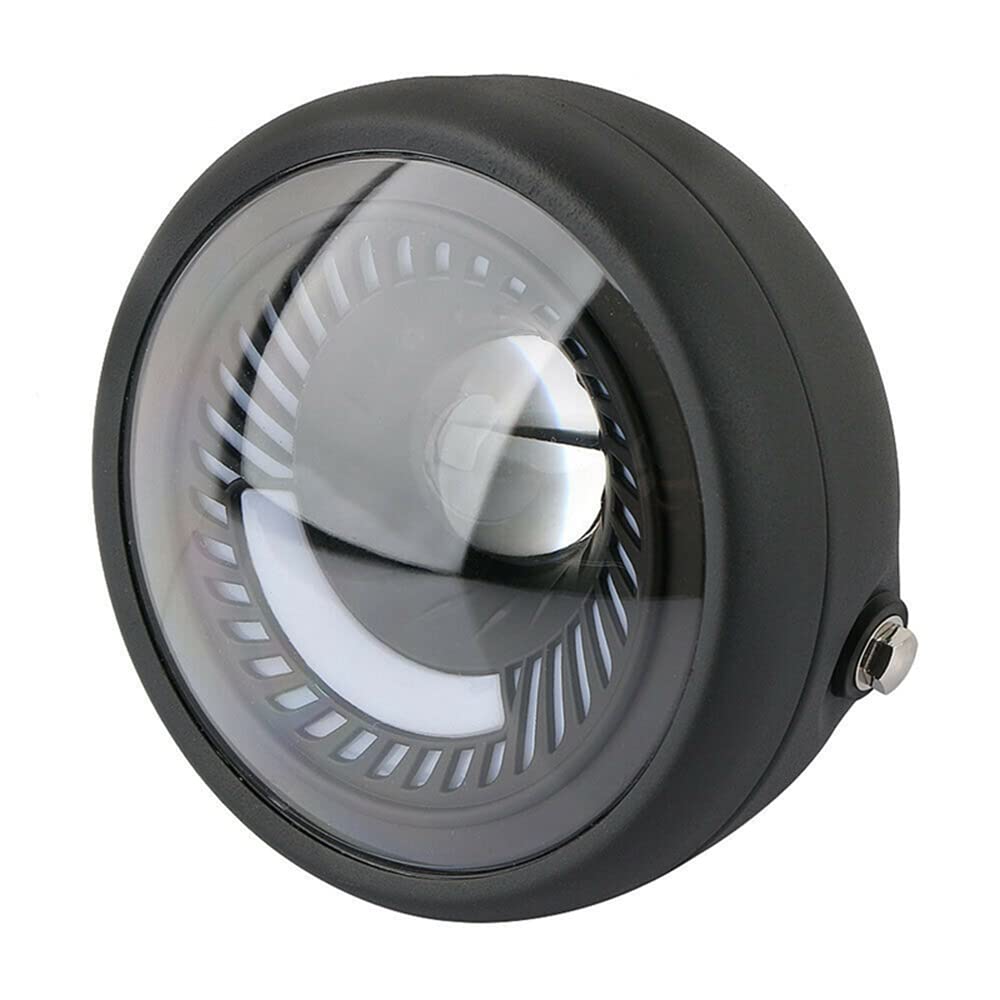 Phare LED Moto, TOTMOX 12V Phare LED Étanche 6,5 Pouces pour Moto Scooter Pickup Hors Route Compatible avec Harley-Davidson, Support de Montage Latéral en Spirale