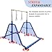kechery Foldable Gymnastics Bar with Mat, Rings and Bar Pad for Junior Kids, 3'-7' Adjustable Height and Expandable Gymnastics Horizontal Bar Indoor Equipment for Kid's Training at Home.
