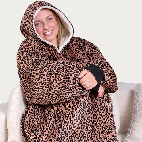 Image of Bare Home Wearable Blanket Hoodie - Soft Plush Sherpa - Warm and Cozy - Oversized Wearable Blanket