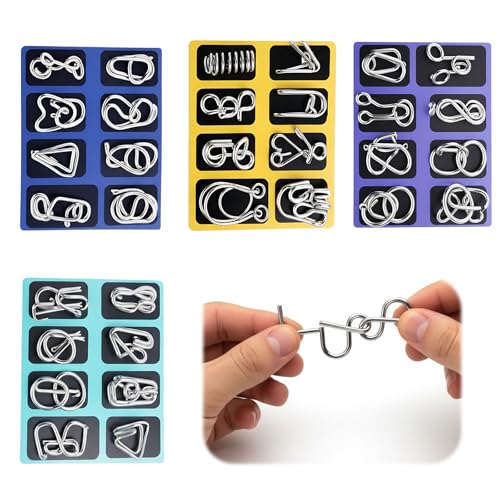 32 Stück Metall Puzzle, Geduldsspiel für Erwachsene, Metall Puzzle Knobelspiele Set für Denkspiele und Mentale Herausforderungen, Geschicklichkeitsspiele für Geschenke Geburtstag