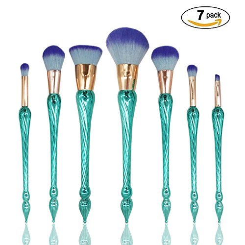 Makeup Brushes Kit 7Pcs Professional Synthetic Kabuki Cosmetics Foundation Powder Cream Blush Eyebrow Eyeliner Face Beauty Brush Kits (Blue)