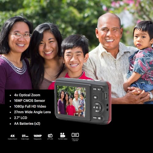 Image of Kodak PIXPRO FZ45 Digital Camera (Red) with Kingston Canvas Select Plus 32GB UHS-I microSDHC Memory Card with SD Adapter and Kratos Power 4 Pack AA High-Performance Alkaline Batteries Bundle (3 Items) | 16MP CMOS, 4x Optical Zoom, 2.7-Inch LCD, 1080p Full HD Video, Includes 32GB Class 10 SDHC and Aa Batteries, (4 Pack)