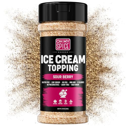 Sour Berry Ice Cream Topping - Vegan &amp; Dairy Free Popcorn Seasoning. Gluten Free &amp; Low Sodium Strawberry Powder Salt Flavor for Margarita, Fruit, Cake or Oatmeal. Sweet Berries Flavoring Topper Mix 5.7oz