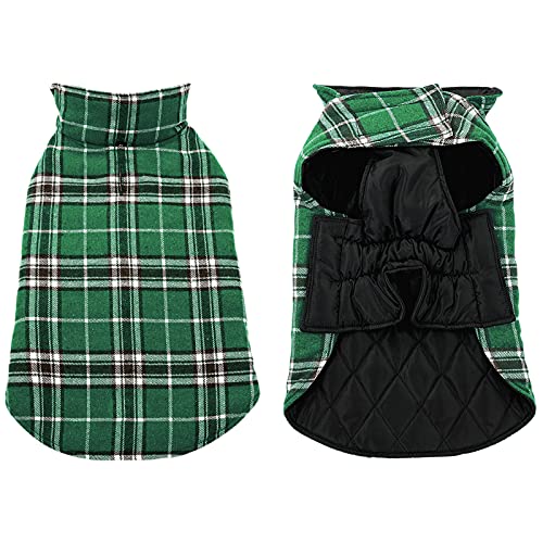 Migohi Dog Jackets For Winter Windproof Reversible Dog Coat For Cold Weather British Style Plaid Warm Dog Vest For Small Medium Large Dogs, Green Xxxl #TOP7