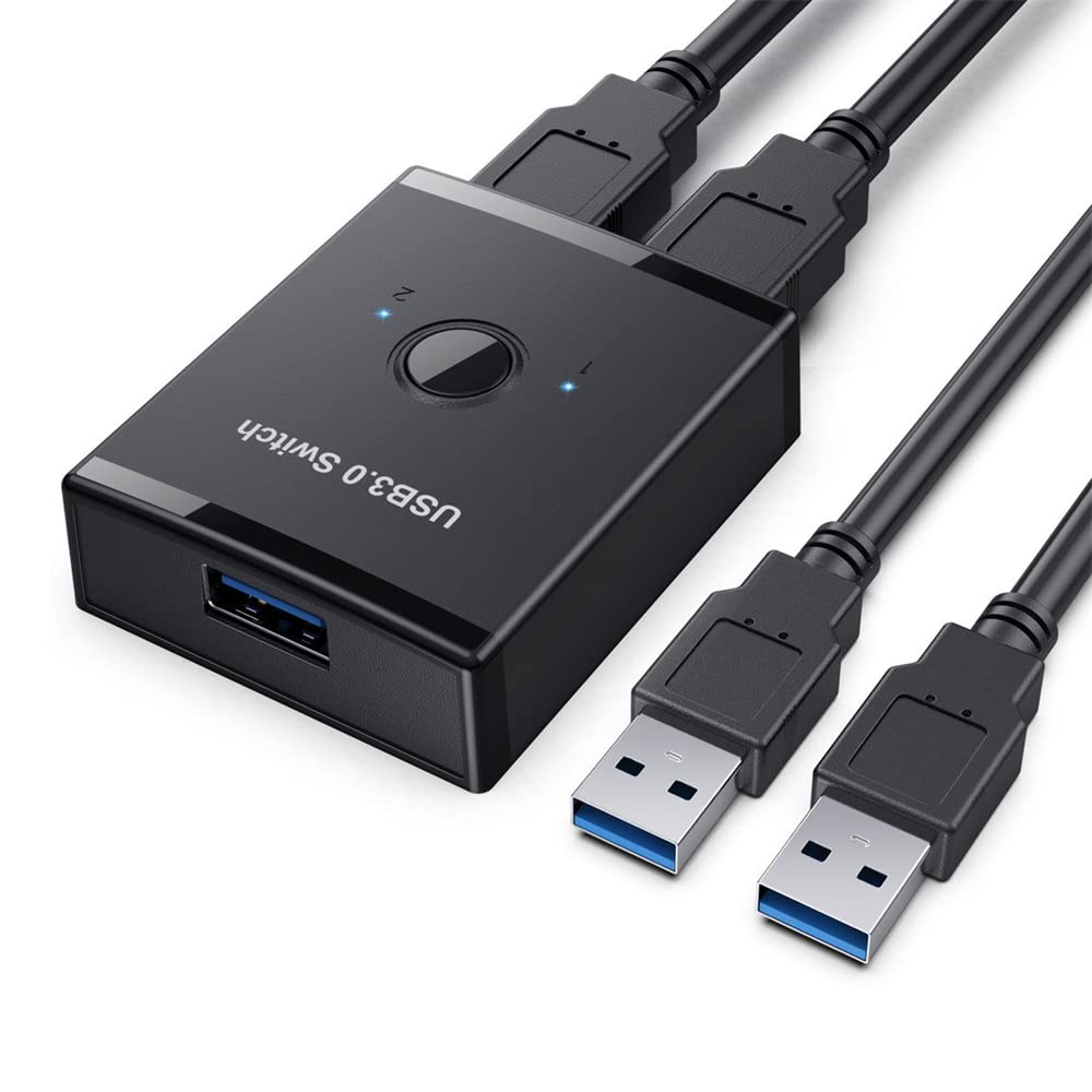 KVM - Selettore di commutatori bidirezionali USB 3.0 da 2 a 1 PC di condivisione o da 1 a 2 hub per tastiera e mouse scanner stampante