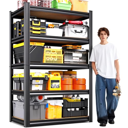 71'H Garage Shelving-5 Tier Garage Storage Shelves,Adjustable Heavy Duty Metal Shelving Unit and Storage Large Rack,Utility Steel Shelf For Warehouse Industrial Pantry Basement Organizers 71'x32'x14'