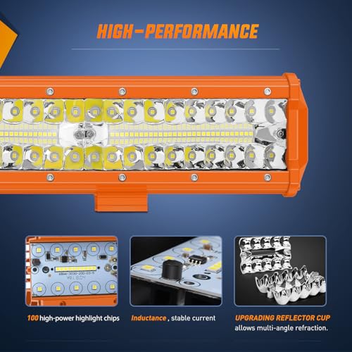 Image of Nilight LED Light Bar 12Inch 300W Flood Spot Combo Triple Row Driving Lamp | Roof Bumper Off Road Work Lights for Van Camper Wagon Car Pickup Golf Cart ATV UTV SUV Truck Boat 4x4