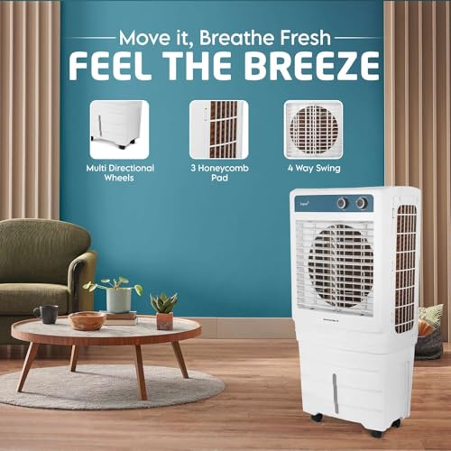 Image of Livpure Aerofrost Neo 70L Desert Air Cooler, White, Adjustable Speed, Ice Chamber, 5 Castor Wheels, Water Level Indicator, Works on Inverter