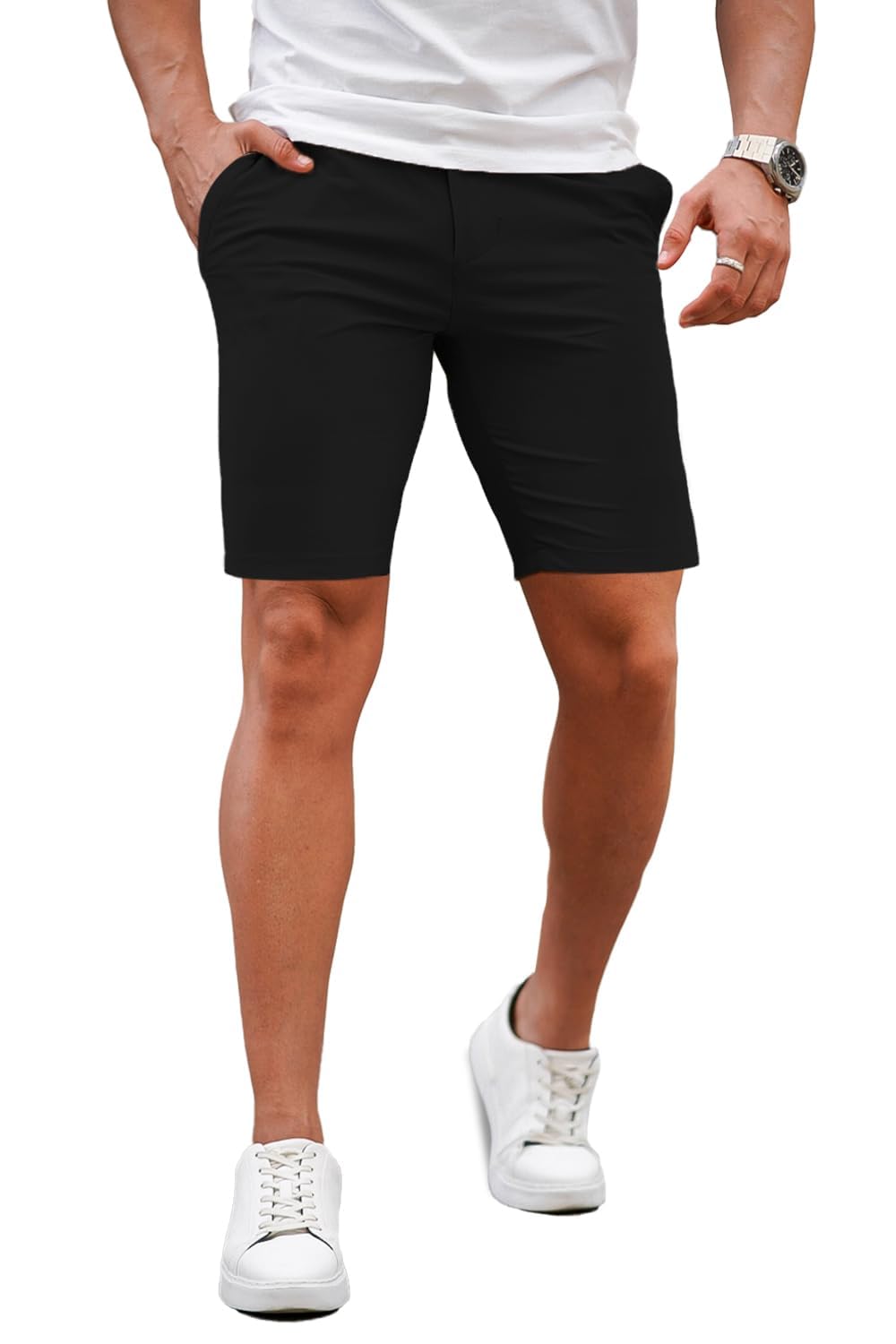 GINGTTO Kurze Hosen Herren Slim Stretch Chino Shorts Sommer 9 Inch | Super Stretchy,Tapered Fit, Chino Shorts,Casual Style