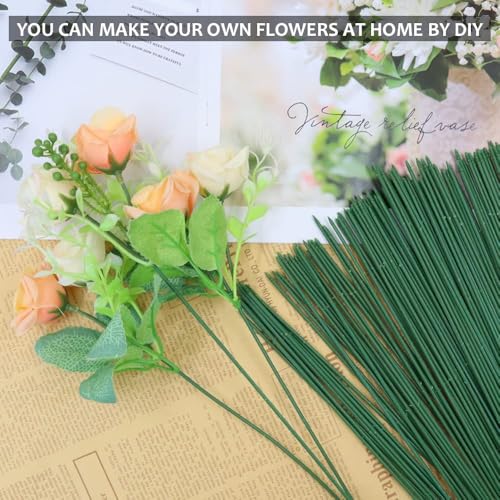 Image of Little Blooms Green Coated Stem Wire for DIY Flower Making - Friendly Flower Making Materials and Flower Stick Essentials, Perfect for Craft Projects (50pcs Wire & 2pcs Green tape)