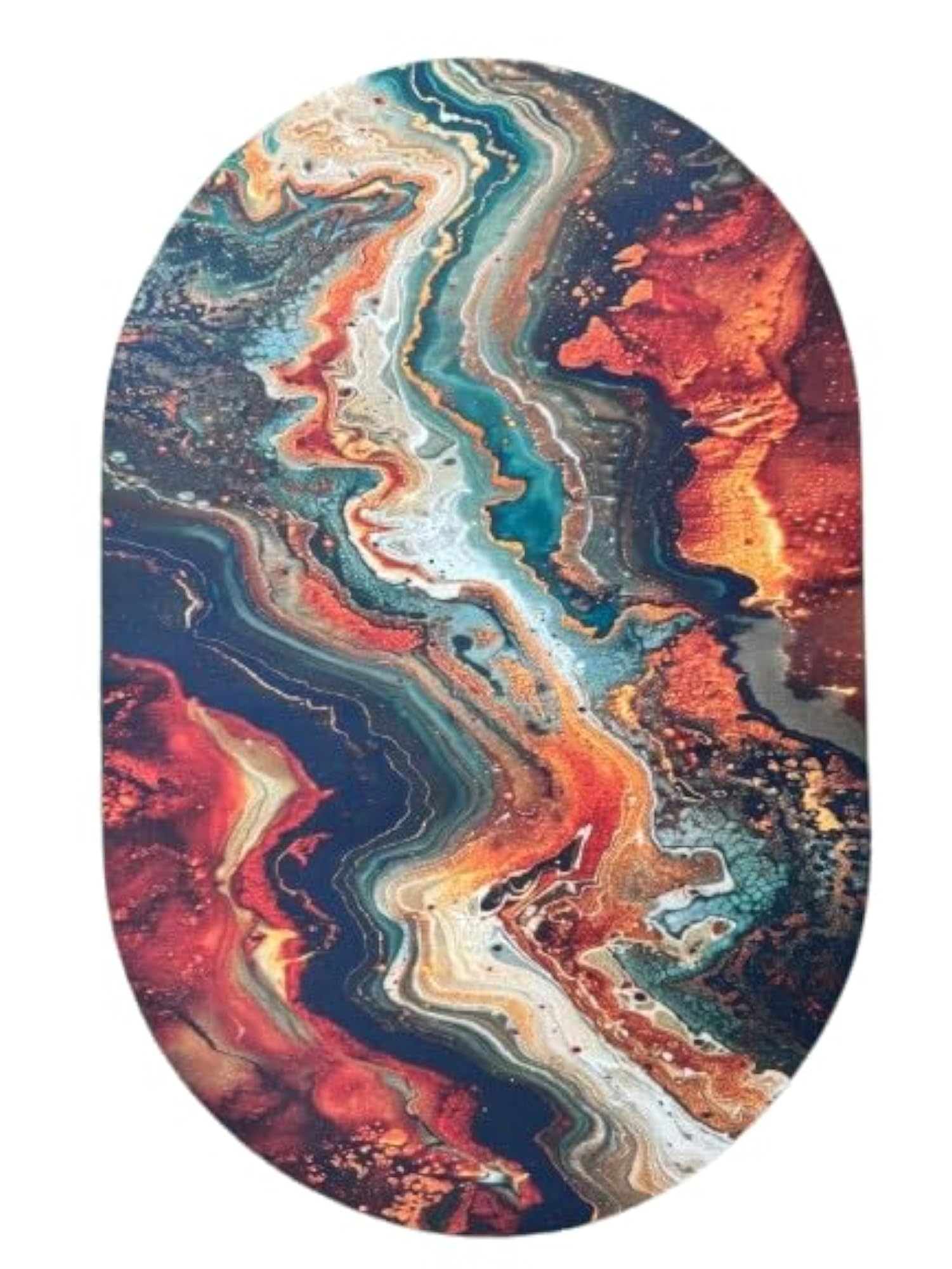Oval Shaped Printed Bath Mat, Anti-Slip Decorative Mat, Pack of 2