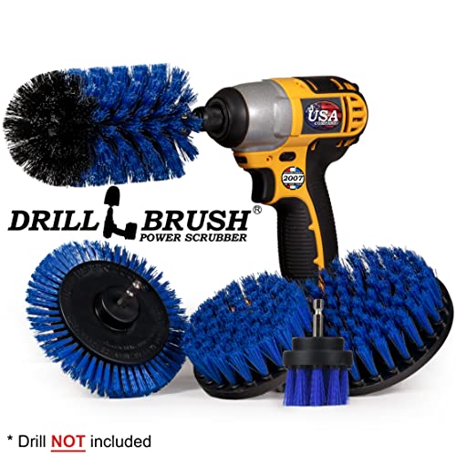 Image of Grout Cleaner Kit - Bathroom Drill Brush Attachment Set - Household Cleaning Supplies - Shower Cleaner - Tub Scrubber - Toilet Brush - Spotless Tiles - Power Scrubbing Nylon Bristles