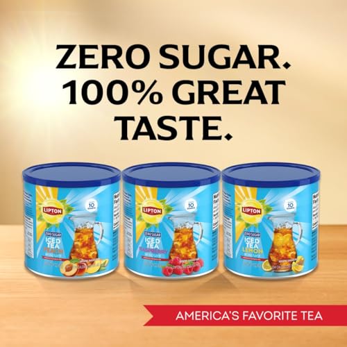 Image of Lipton Zero Sugar Iced Tea Mix, Peach Flavor Black Iced Tea, Makes 10 Quarts (Pack of 2)