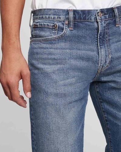 Image of Gap Men Straight Fit Solid Mid Rise Mid Washed Jeans