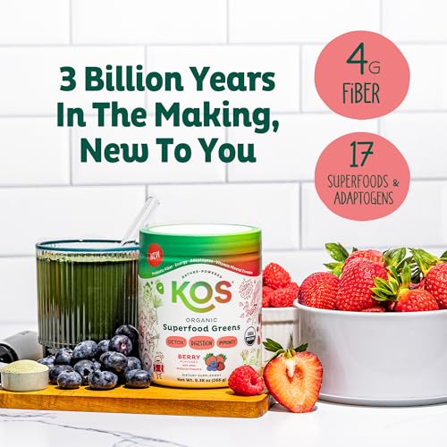 image for KOS Organic Superfood Greens Powder - Gut Health from Prebiotic Fiber,