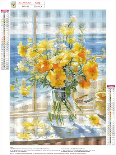 MXJSUA 5D DIY Vase Flowers Diamond Painting, Flowers Diamond Painting Full Kit - Image 3