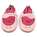 Dotty Fish Chaussures en Cuir Souple pour bébé et Tout-Petit Semelles antidérapantes en Daim. Oiseau Rose. 12-18 Mois (21 EU)