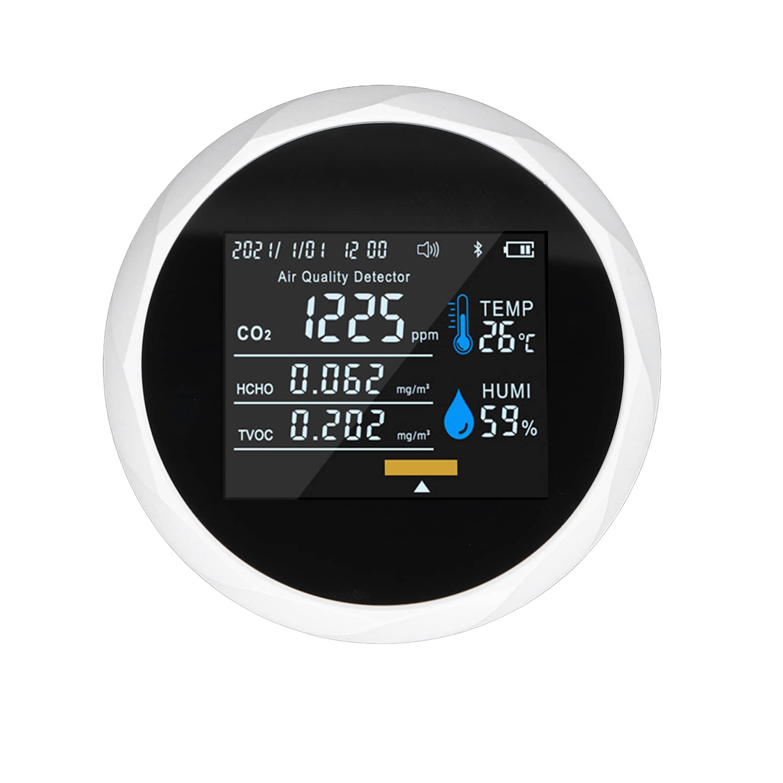 Monitor della qualità dell'aria Display a colori intelligente Rilevatore digitale portatile per Home Office Ricarica USB 5V (bianco)