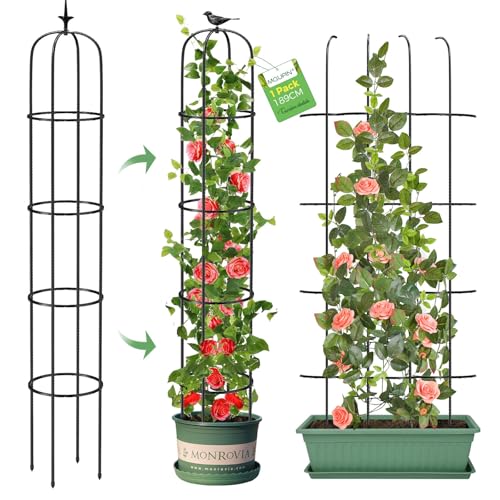 Tower Obelisk Garden Trellis for Climbing Plant，6.2FT/74.4' Rustproof Metal Potted Plant Climbing...